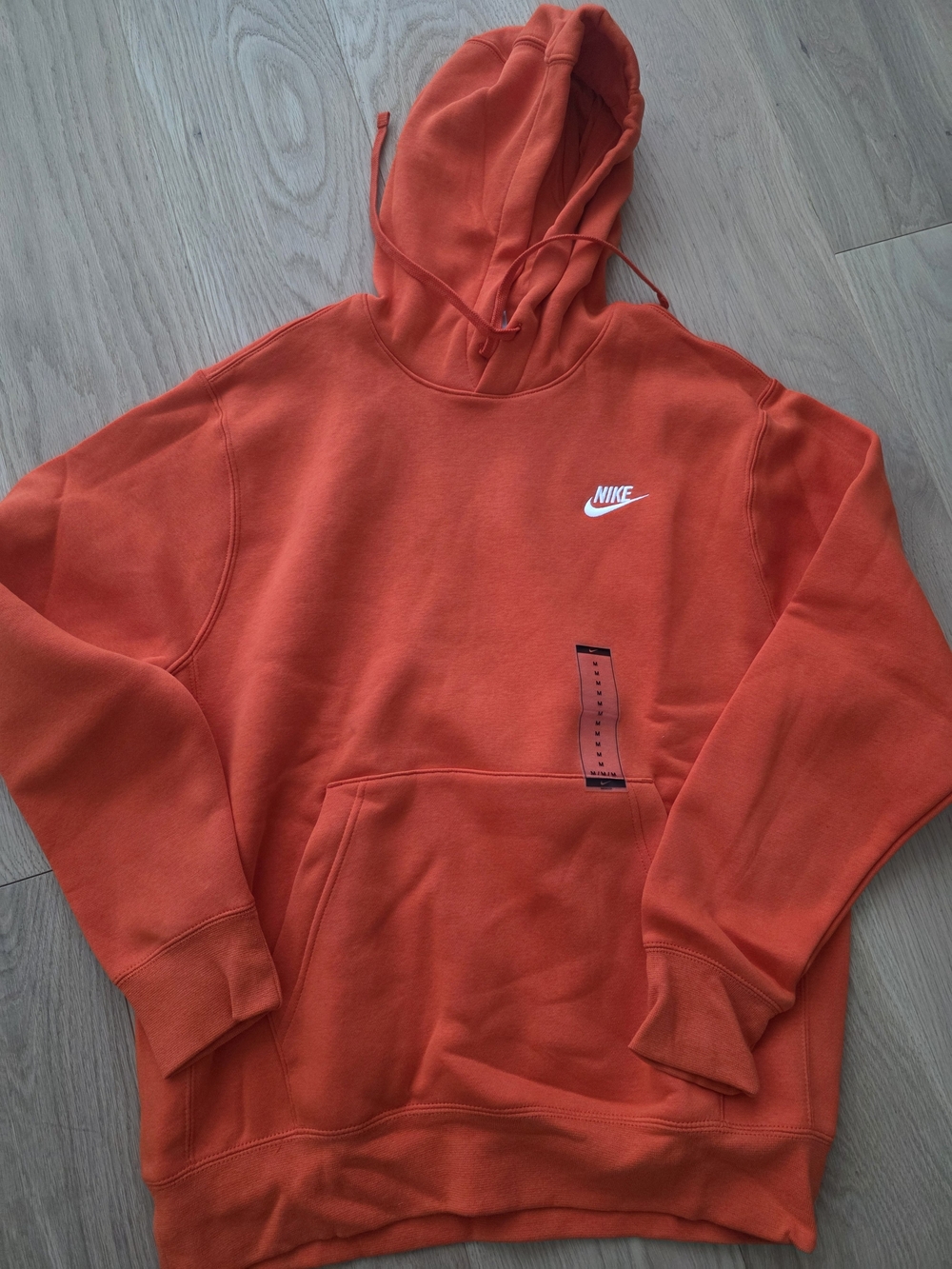 Brand New Nike Orange Men's Hoodie Sweatshirt with White Logo Size Medium
